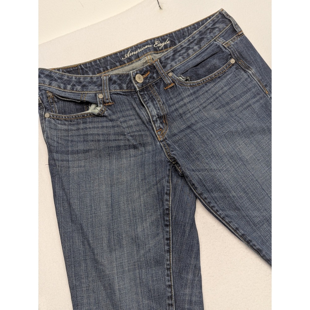 American Eagle Boy Fit Jeans Short Womens 10 Blue Denim Medium Wash
